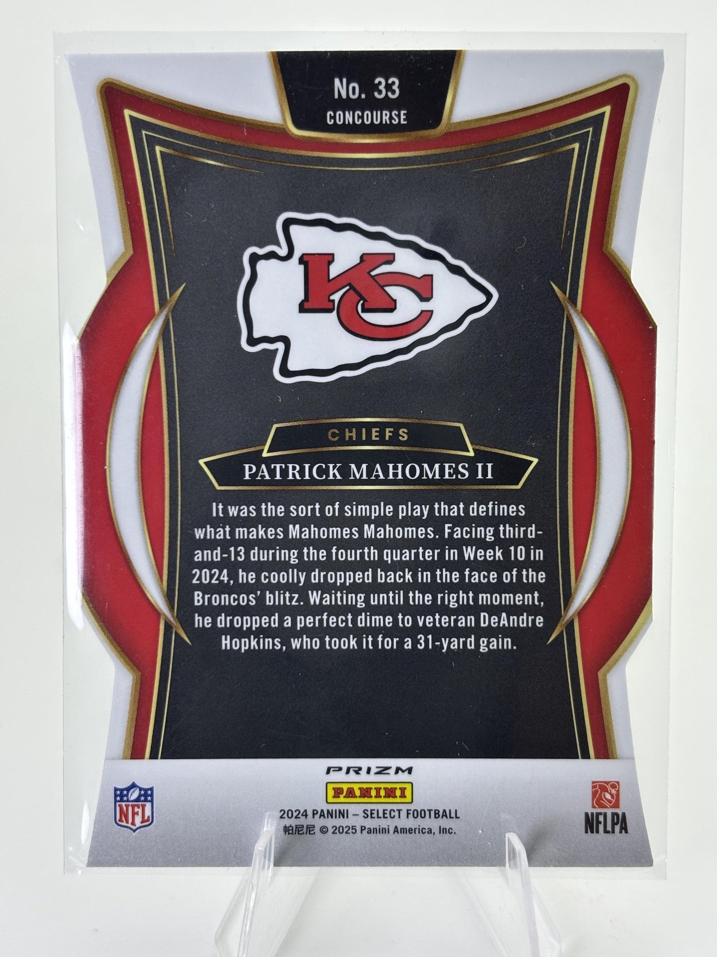 2024 Panini Select #33 Patrick Mahomes II Silver Prizm Die Cut