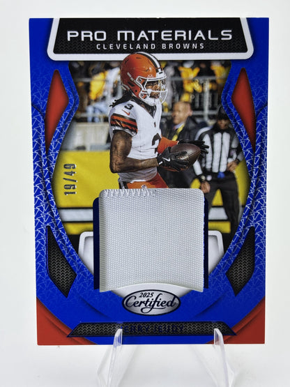 2025 Panini Certified #PM-JJY Jerry Jeudy Pro Materials Blue #/49