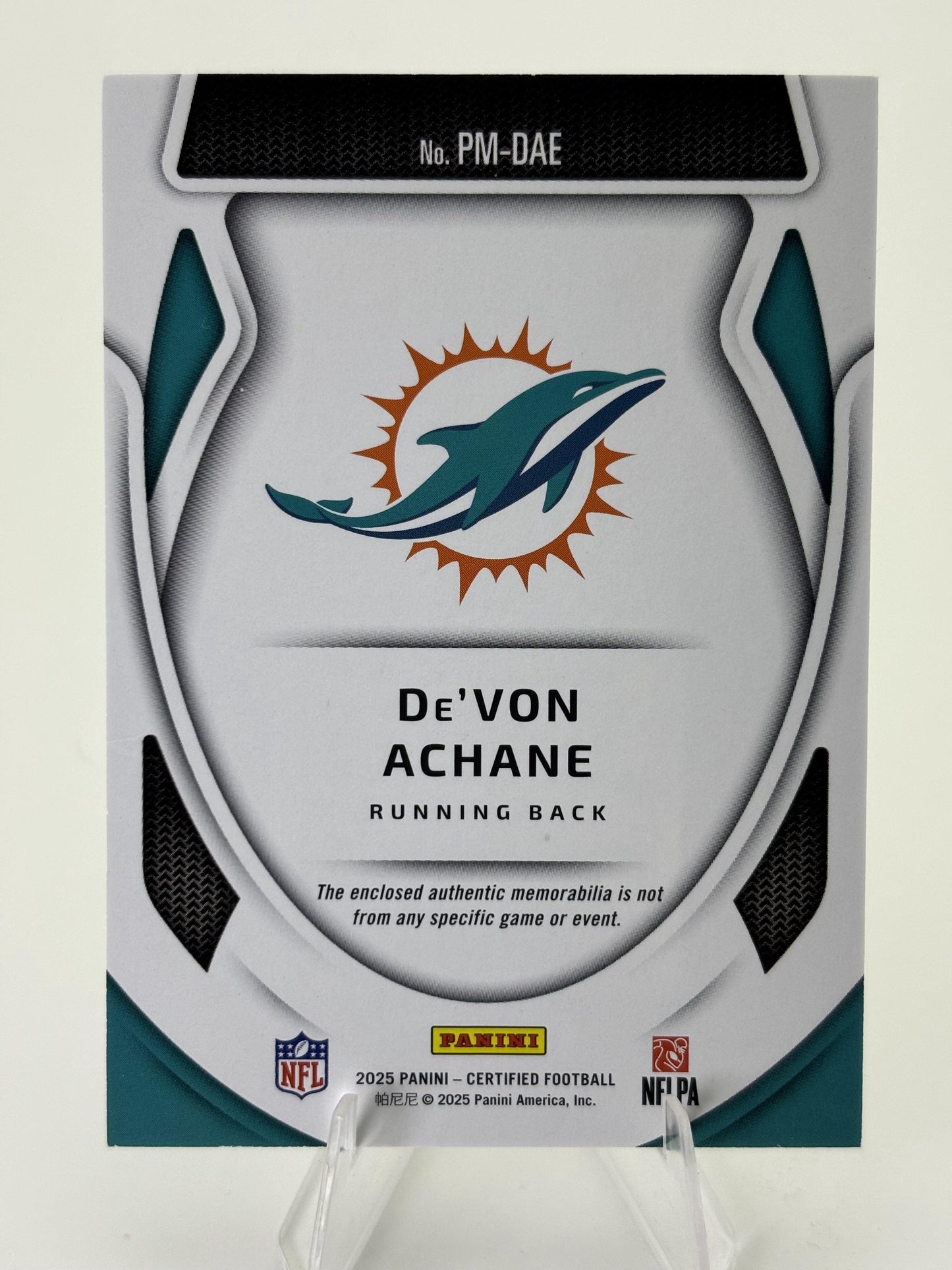 2025 Panini Certified #PM-DAE De'Von Achane Pro Materials #/299