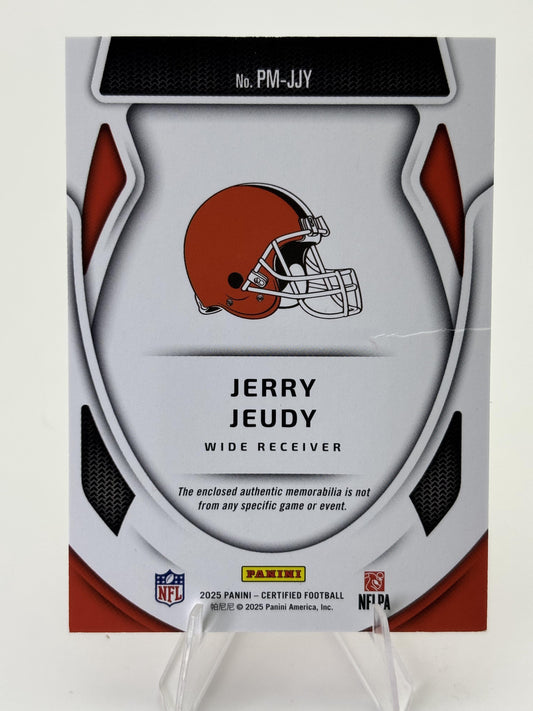 2025 Panini Certified #PM-JJY Jerry Jeudy Pro Materials Red #/99