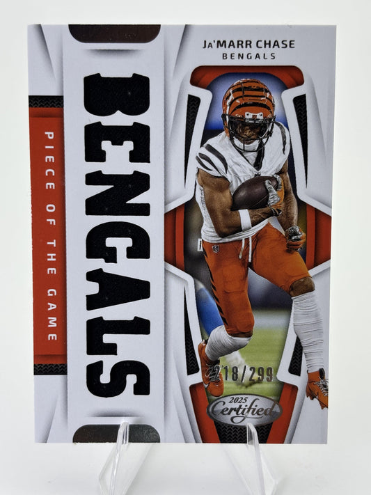 2025 Panini Certified #POG-JCE Ja'Marr Chase Piece of the Game #/299