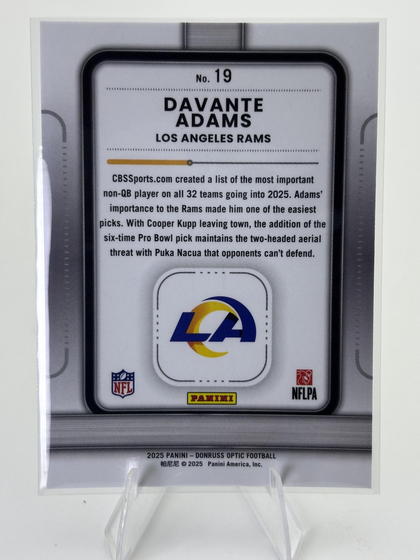 2025 Donruss Optic #19 Davante Adams Play Action