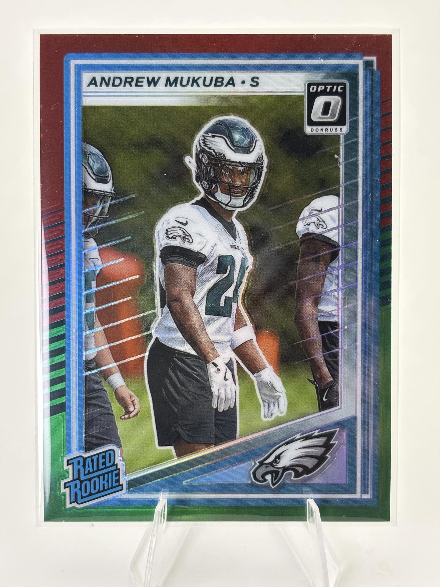2025 Donruss #380 Andrew Mukuba Optic Rated Rookies Preview Red and Green
