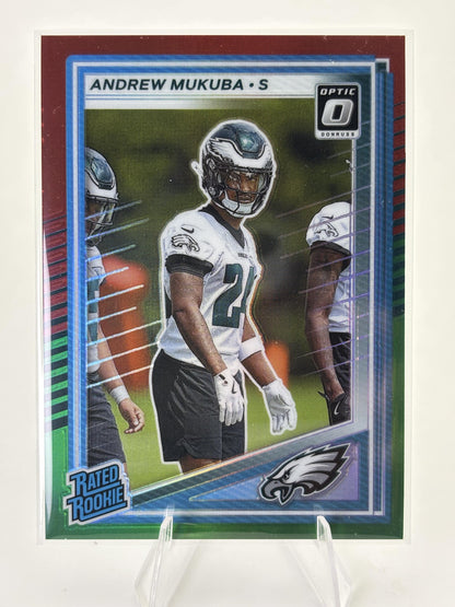 2025 Donruss #380 Andrew Mukuba Optic Rated Rookies Preview Red and Green