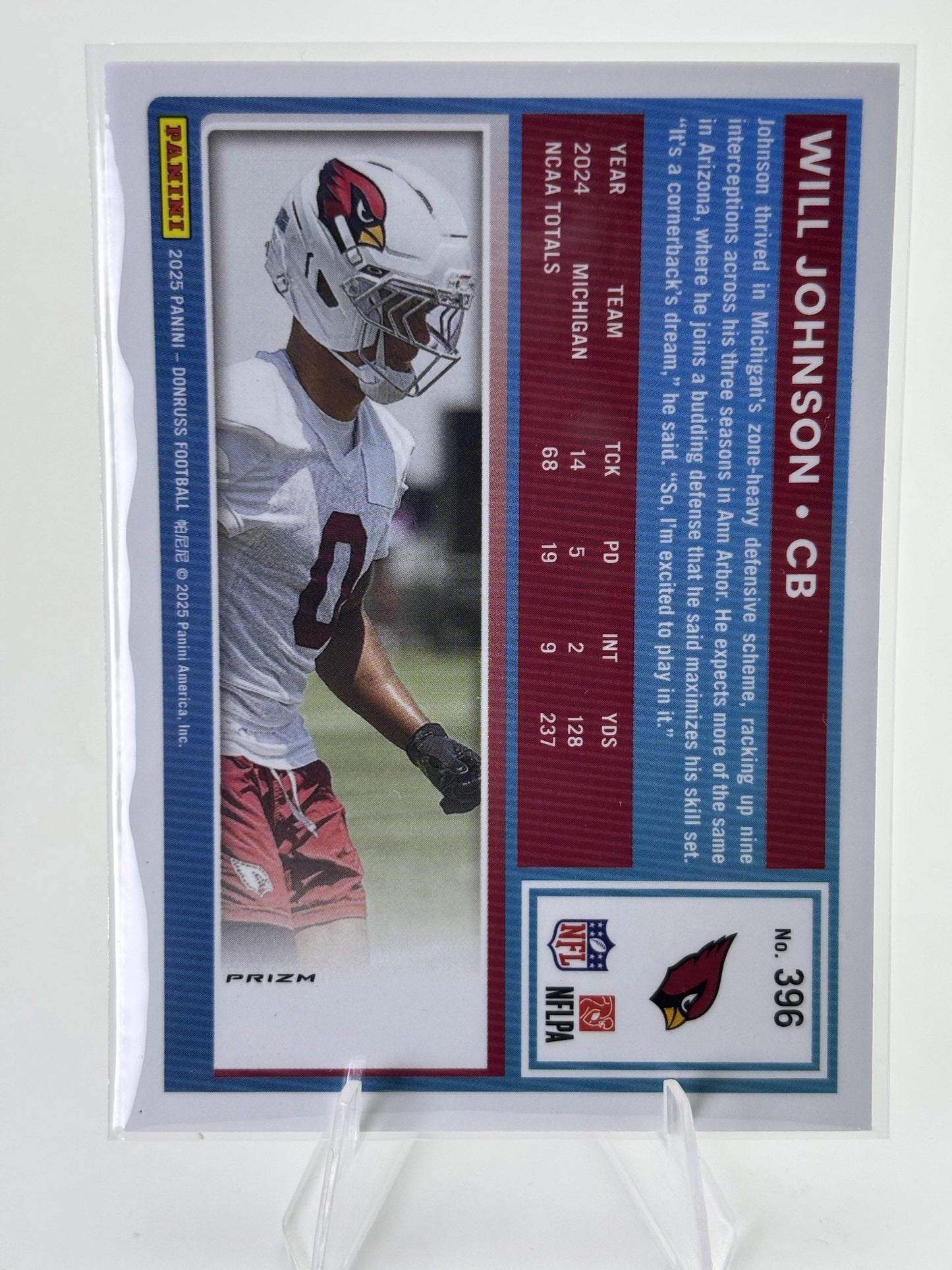 2025 Donruss #396 Will Johnson Optic Rated Rookies Preview Red and Green