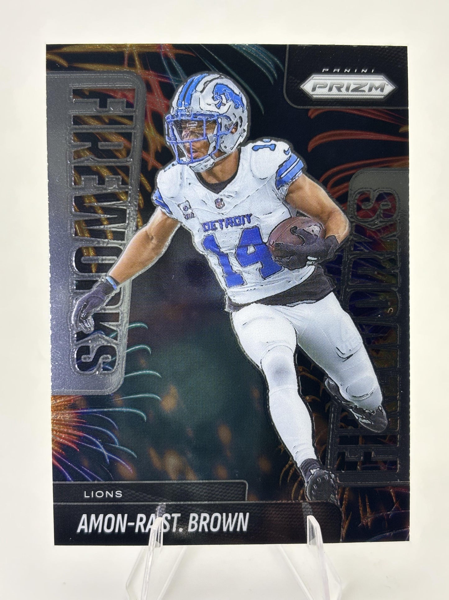 2025 Panini Prizm #16 Amon-Ra St. Brown Fireworks