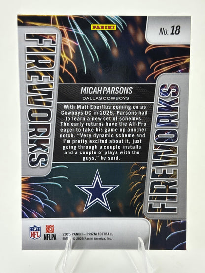 2025 Panini Prizm #18 Micah Parsons Fireworks