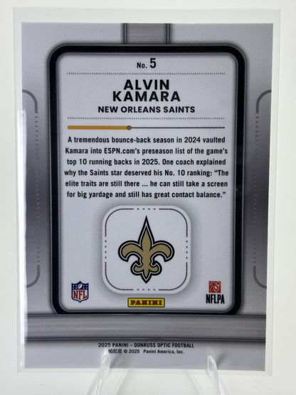 2025 Donruss Optic #5 Alvin Kamara Play Action