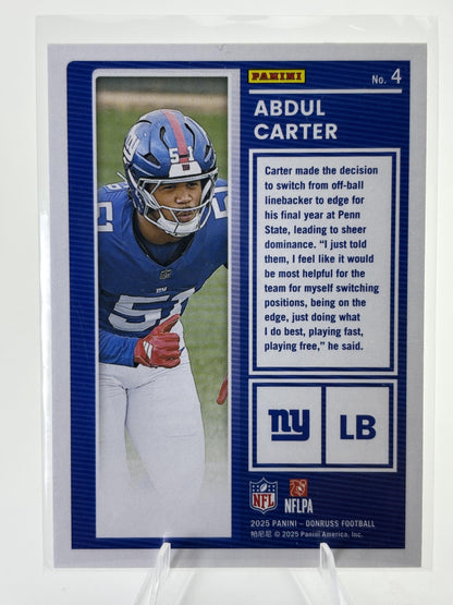 2025 Donruss #4 Abdul Carter The Rookies