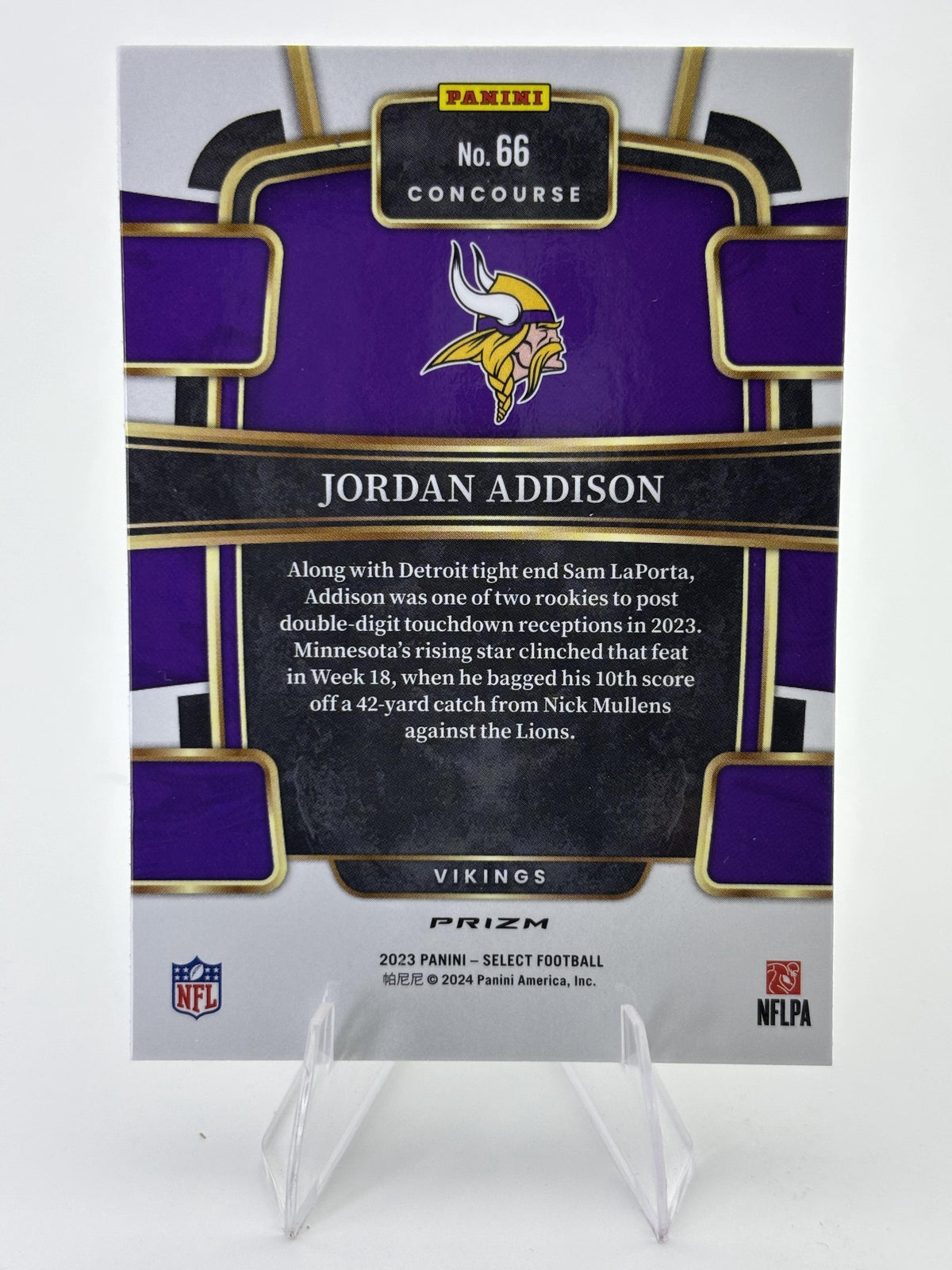 2023 Panini Select #66 Jordan Addison Silver Prizms