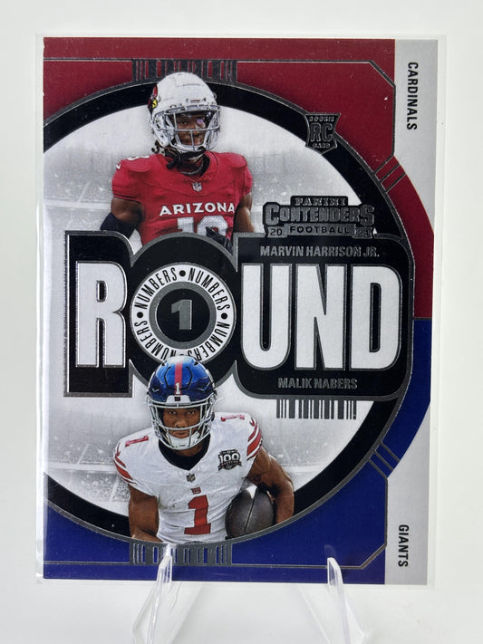 2024 Panini Contenders #2 Malik Nabers / Marvin Harrison Jr. Round Numbers