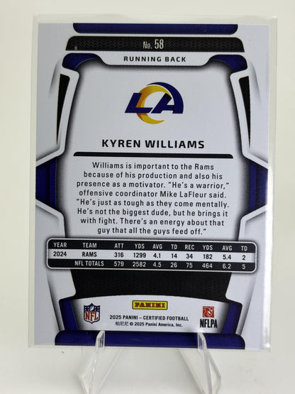 2025 Panini Certified #58 Kyren Williams Mirror Teal #/75