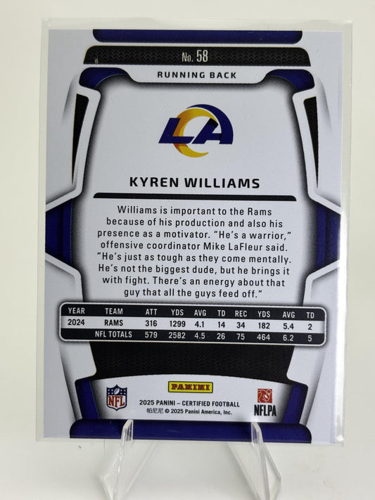 2025 Panini Certified #58 Kyren Williams Mirror Teal #/75
