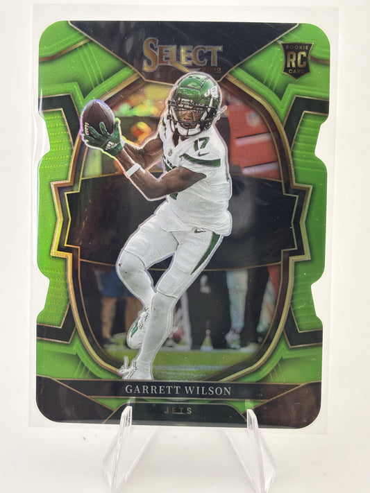 2022 Panini Select #88 Garrett Wilson Neon Green Prizm Die Cut #/299