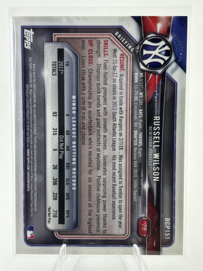 2018 Bowman Chrome Russell Wilson Prospects Purple Shimmer Refractor #/655
