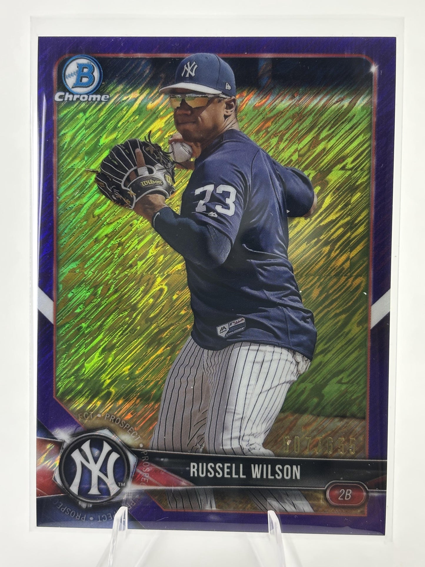 2018 Bowman Chrome Russell Wilson Prospects Purple Shimmer Refractor #/655