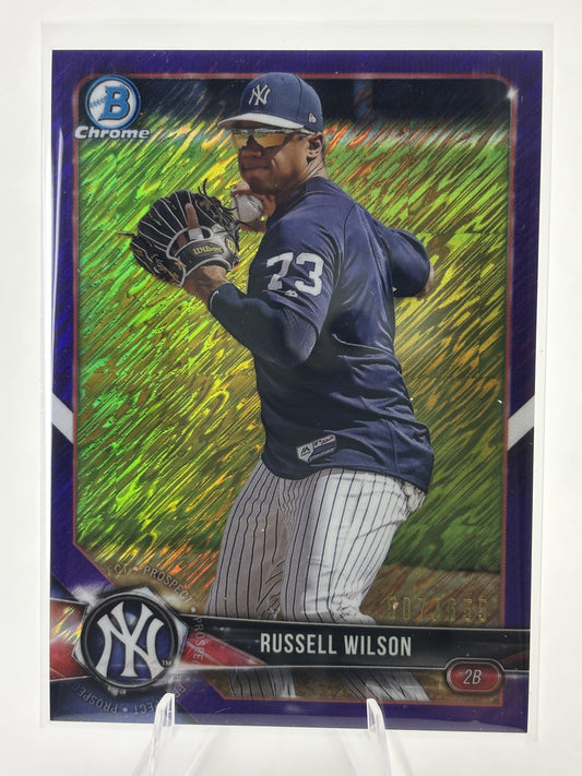 2018 Bowman Chrome Russell Wilson Prospects Purple Shimmer Refractor #/655