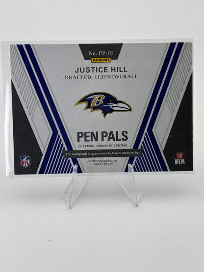 2019 Donruss Elite #PP-JH Justice Hill Pen Pals