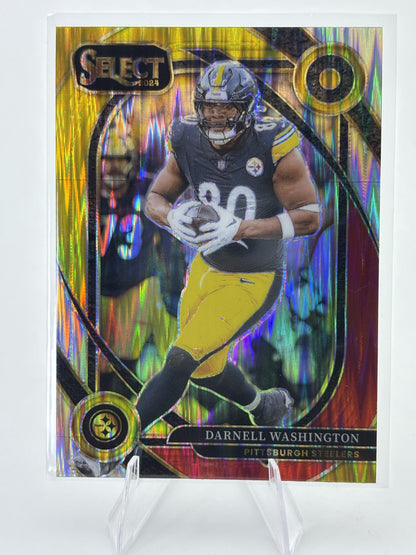 2024 Panini Select #244 Darnell Washington Red & Yellow Prizm Shock