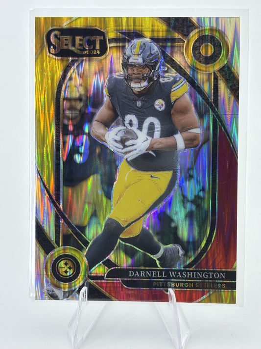 2024 Panini Select #244 Darnell Washington Red & Yellow Prizm Shock