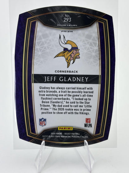 2020 Panini Select #293 Jeff Gladney Blue Prizm Die Cut