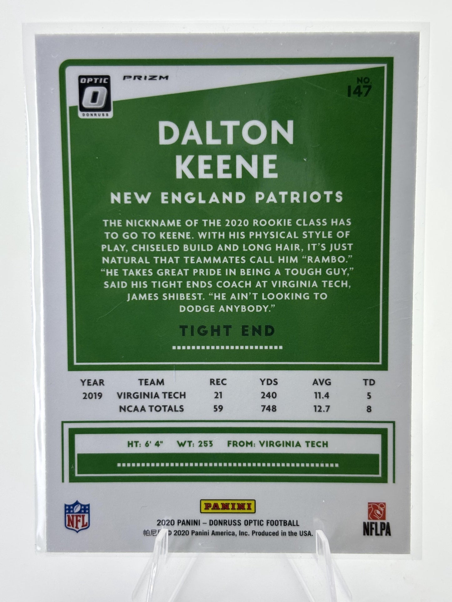 2020 Donruss Optic #147 Dalton Keene Blue hyper