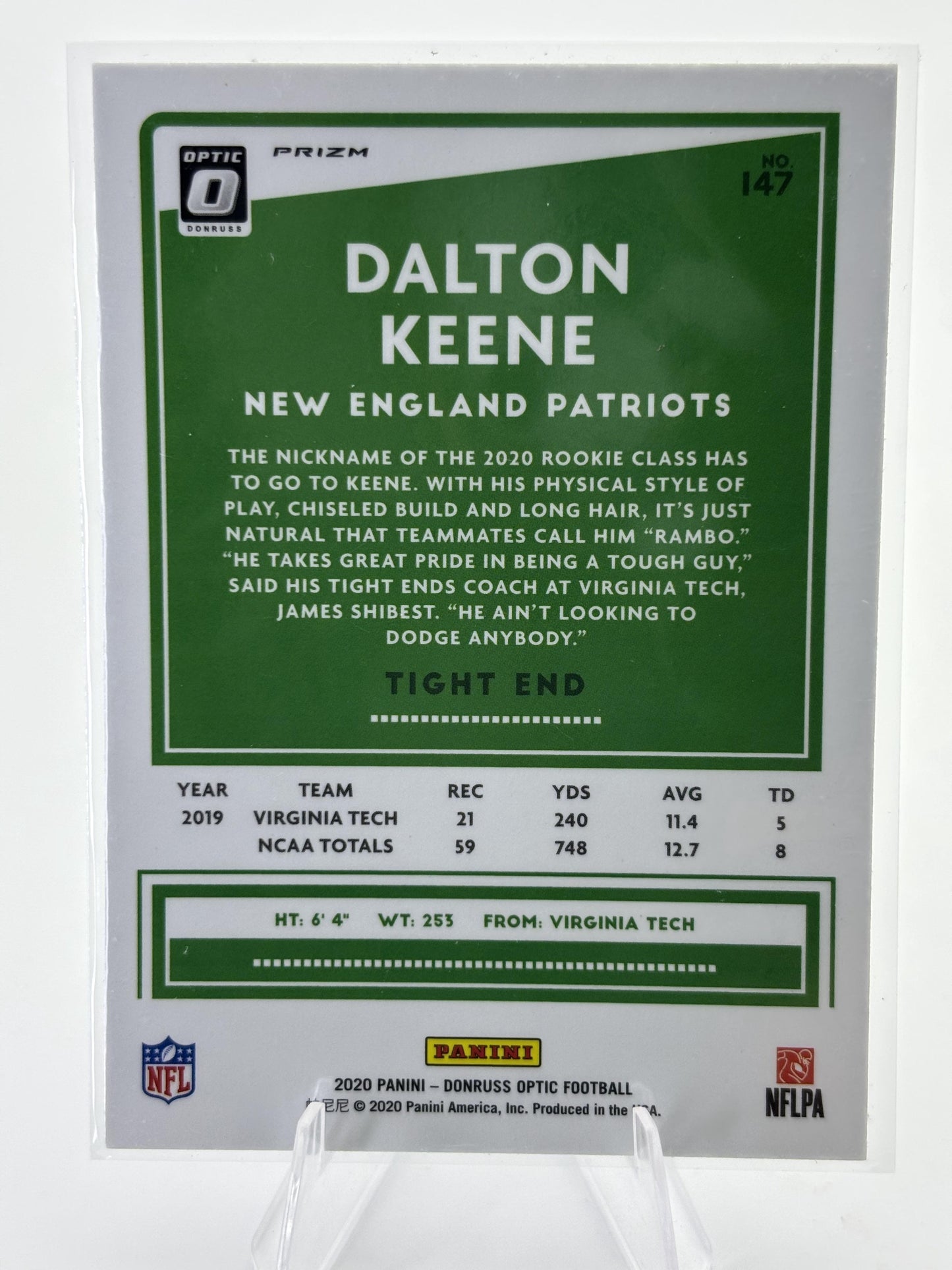 2020 Donruss Optic #147 Dalton Keene Blue Hyper