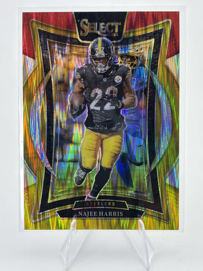 2024 Panini Select #85 Najee Harris Red & Yellow Prizm Shock