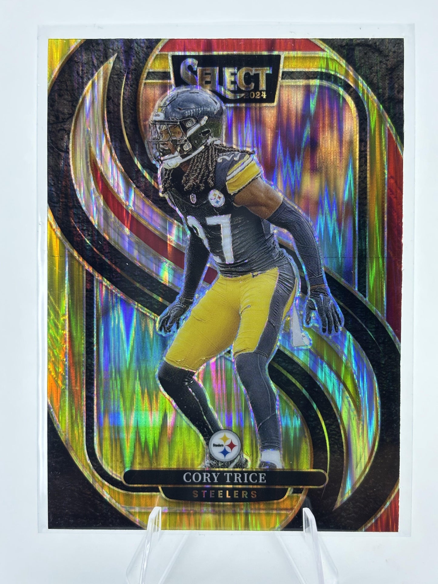 2024 Panini Select #140 Cory Trice Red & Yellow Prizm Shock