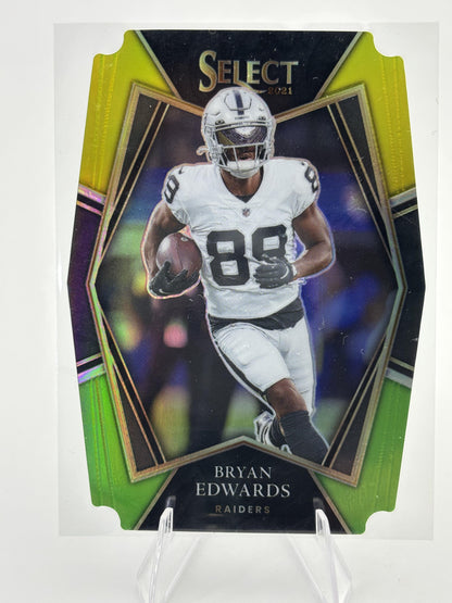 2021 Panini Select #121 Bryan Edwards Green and Yellow Prizm Die Cut