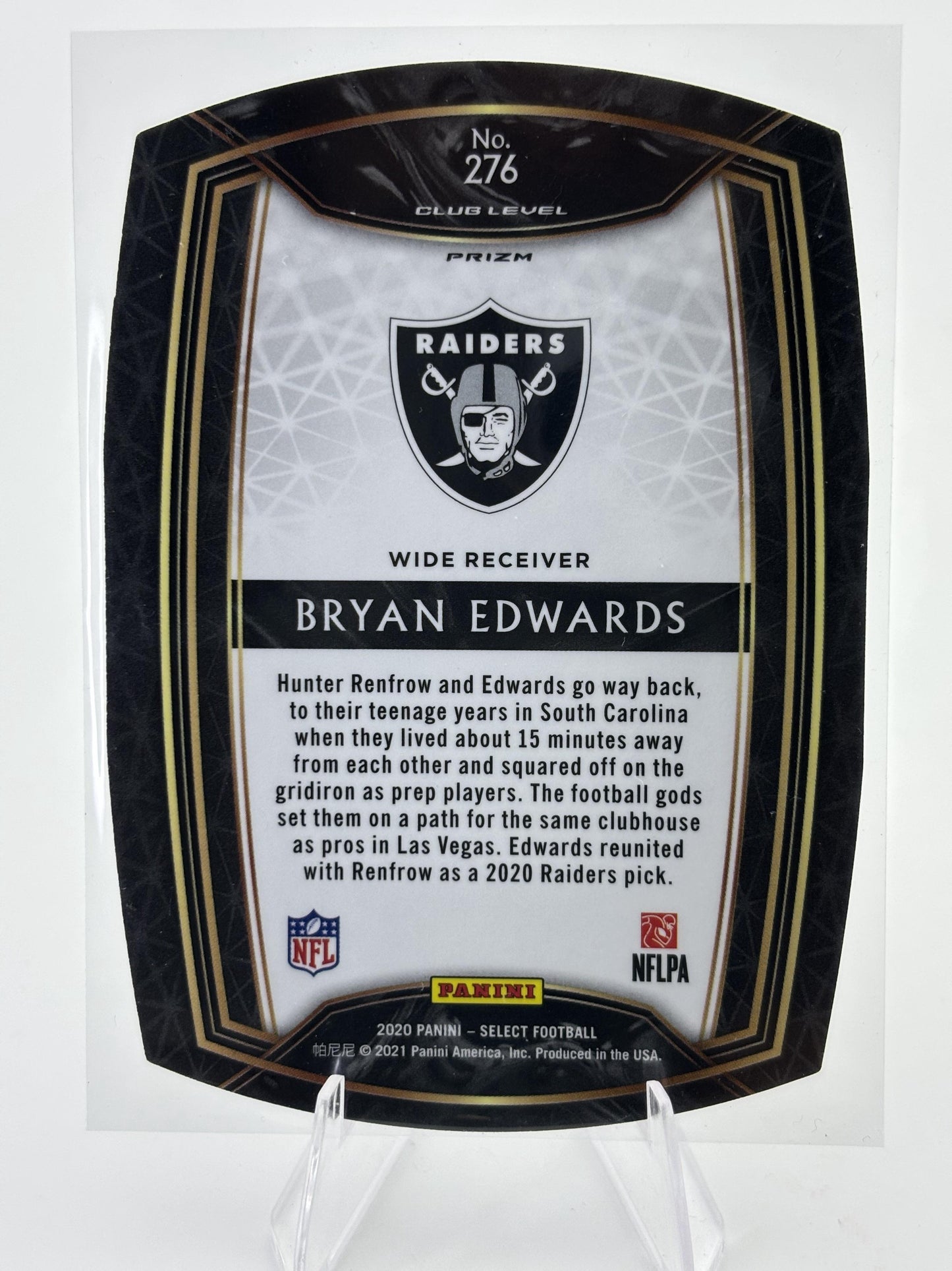2020 Panini Select #276 Bryan Edwards Purple Prizm Die Cut