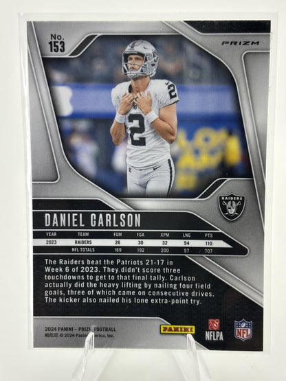 2024 Panini Prizm #153 Daniel Carlson Neon Green Pulsar