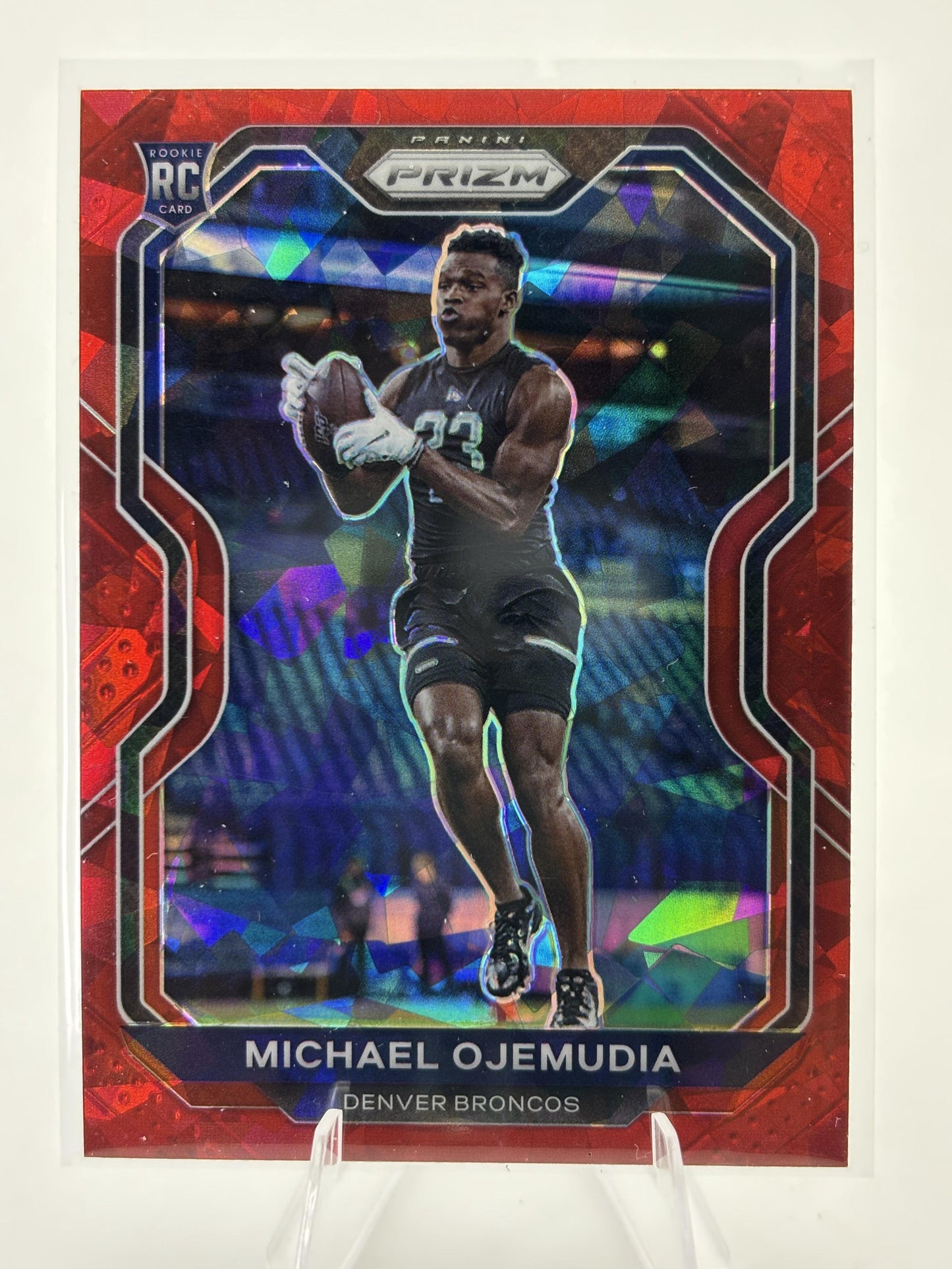 2020 Panini Prizm #317 Michael Ojemudia Prizm Red Ice