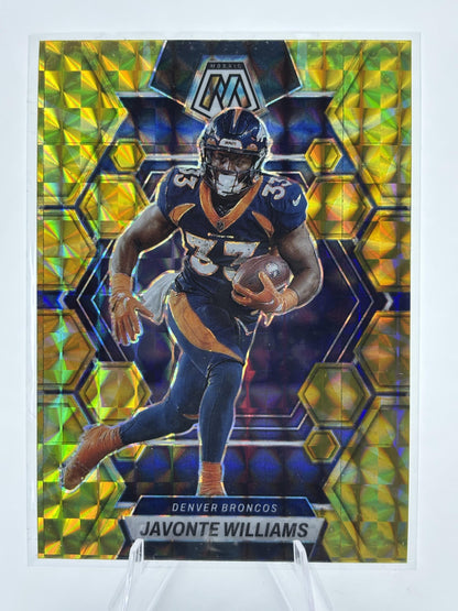 2023 Panini Mosaic #68 Javonte Williams Reactive Yellow Mosaic