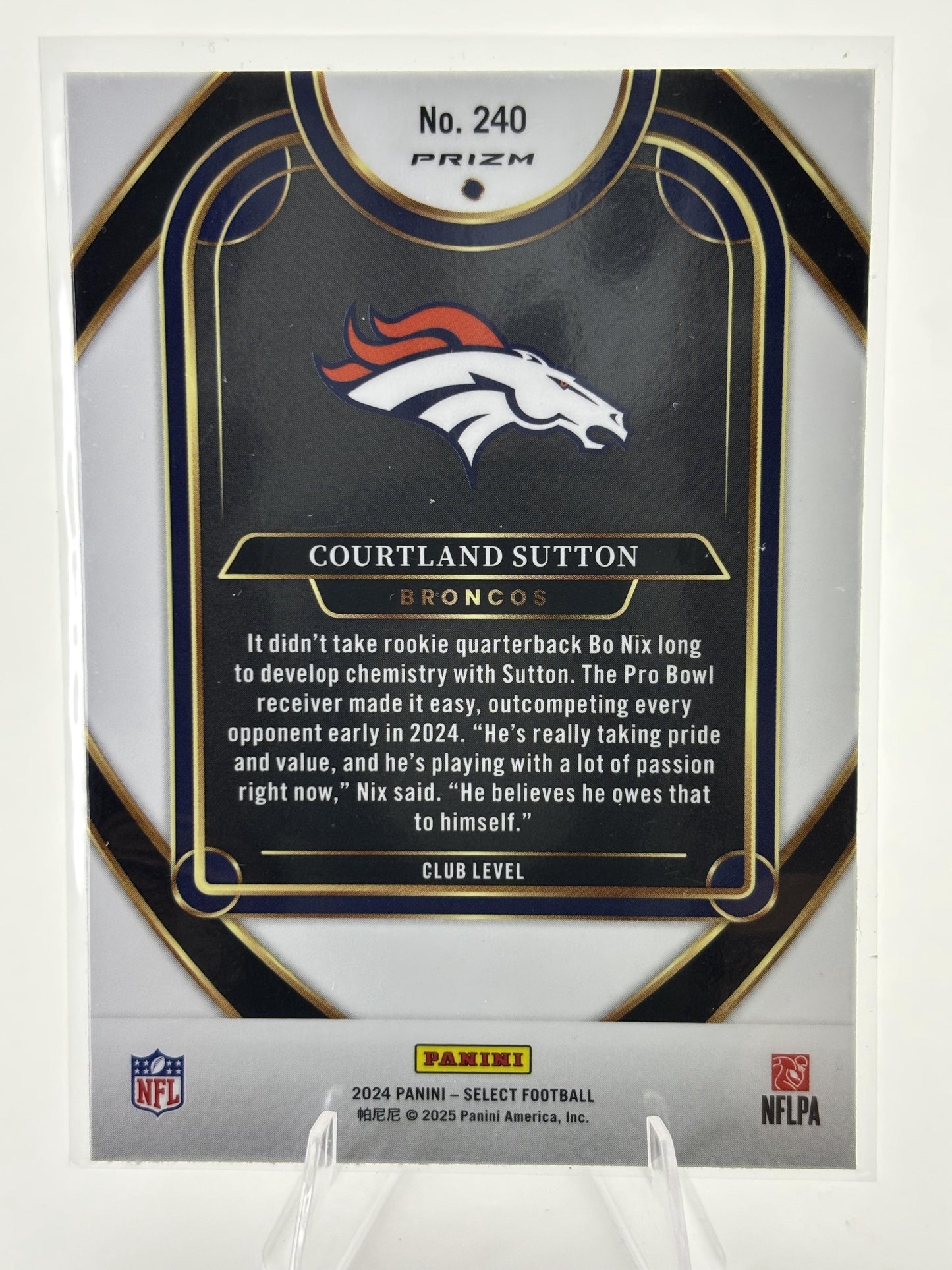 2024 Panini Select #240 Courtland Sutton Green & Yellow Prizm Shock