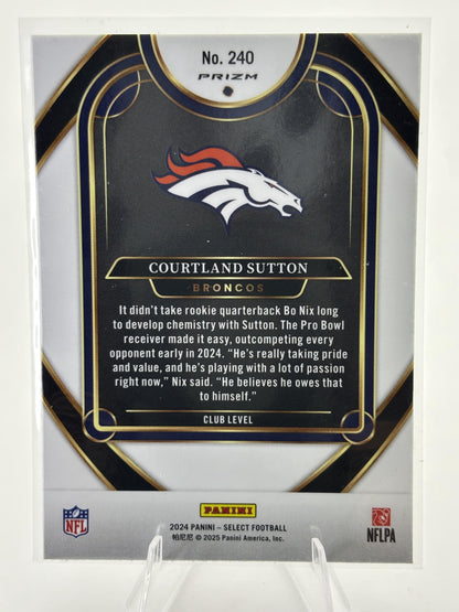 2024 Panini Select #240 Courtland Sutton Green & Yellow Prizm Shock