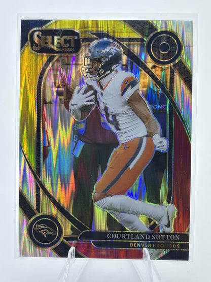 2024 Panini Select #240 Courtland Sutton Green & Yellow Prizm Shock