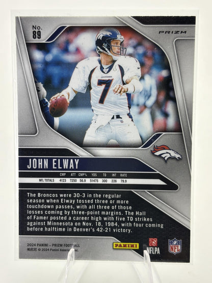 2024 Panini Prizm #89 John Elway Neon Green Pulsar