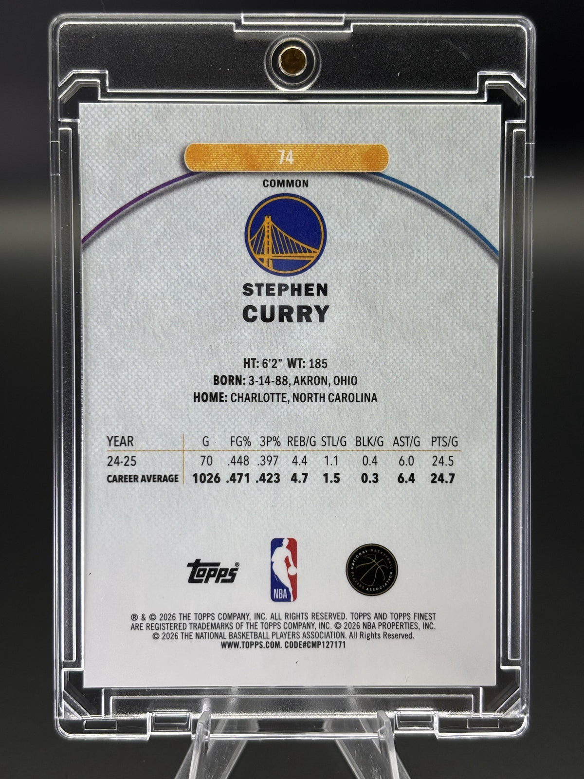 2025-26 Finest #74 Stephen Curry Purple Refractor #/250