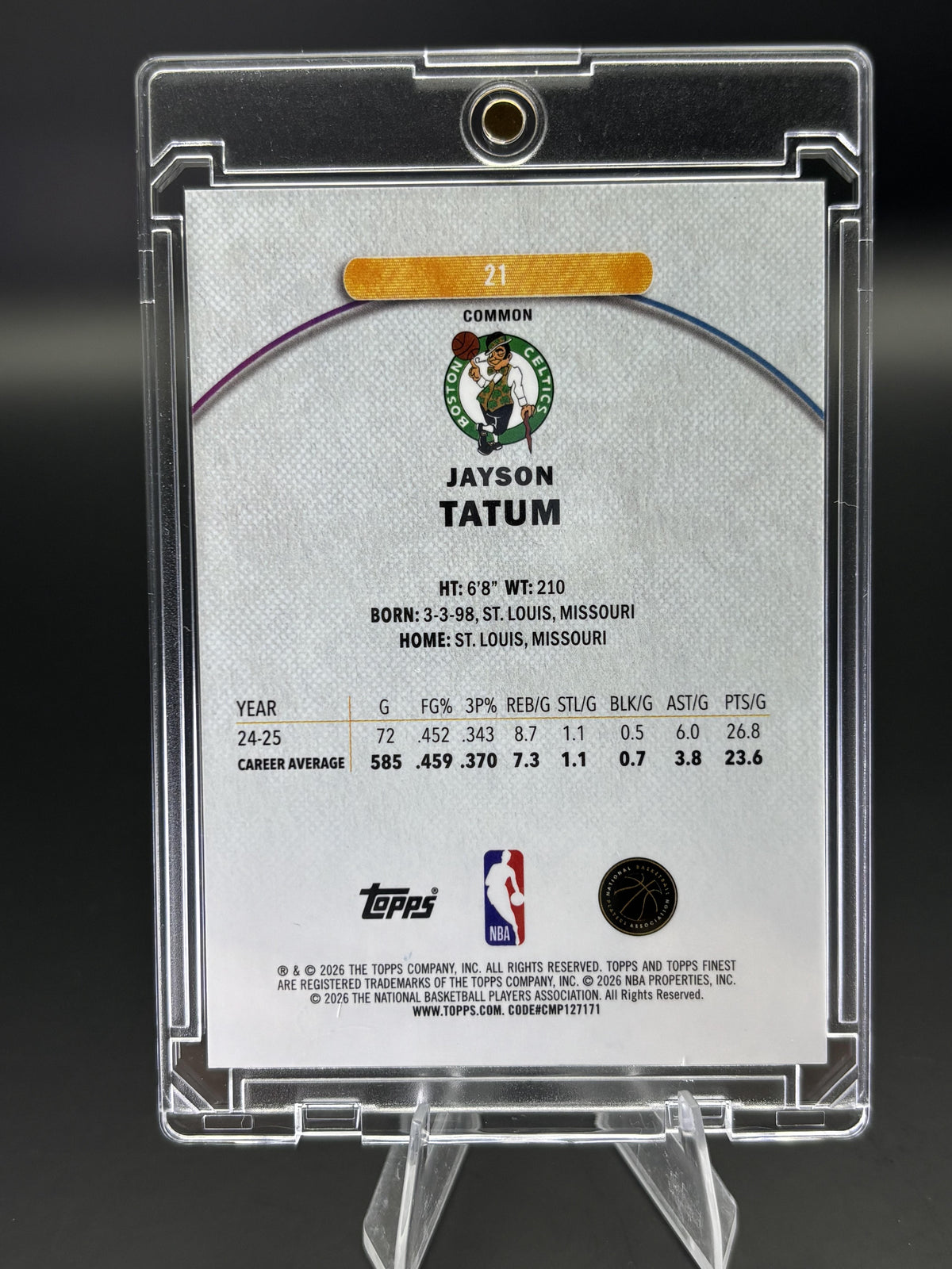 2025-26 Finest #21 Jayson Tatum Blue Refractor #/200