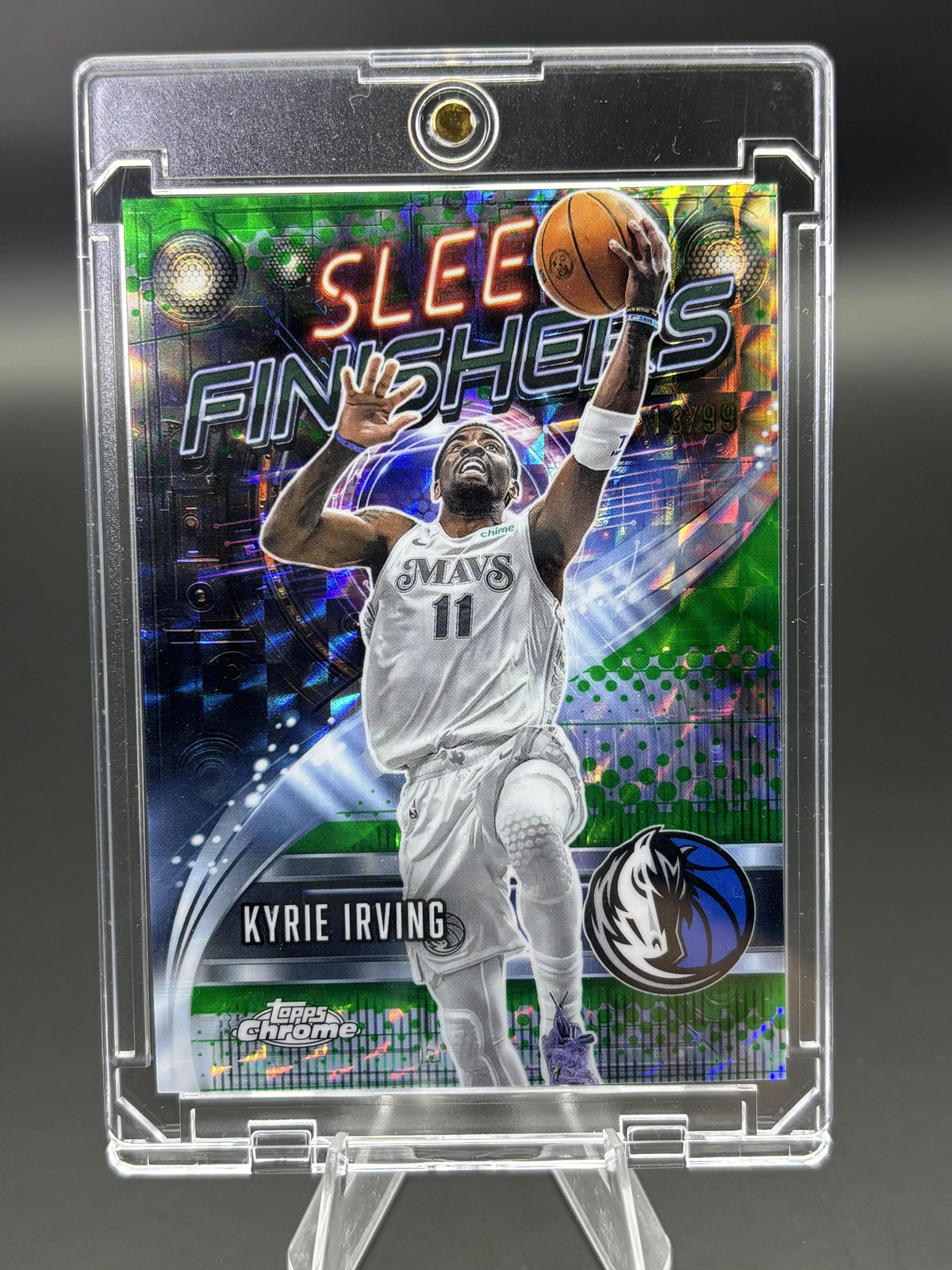 2025-26 Topps Chrome #SF-4 Kyrie Irving Sleek Finishers Green Refractor #/99