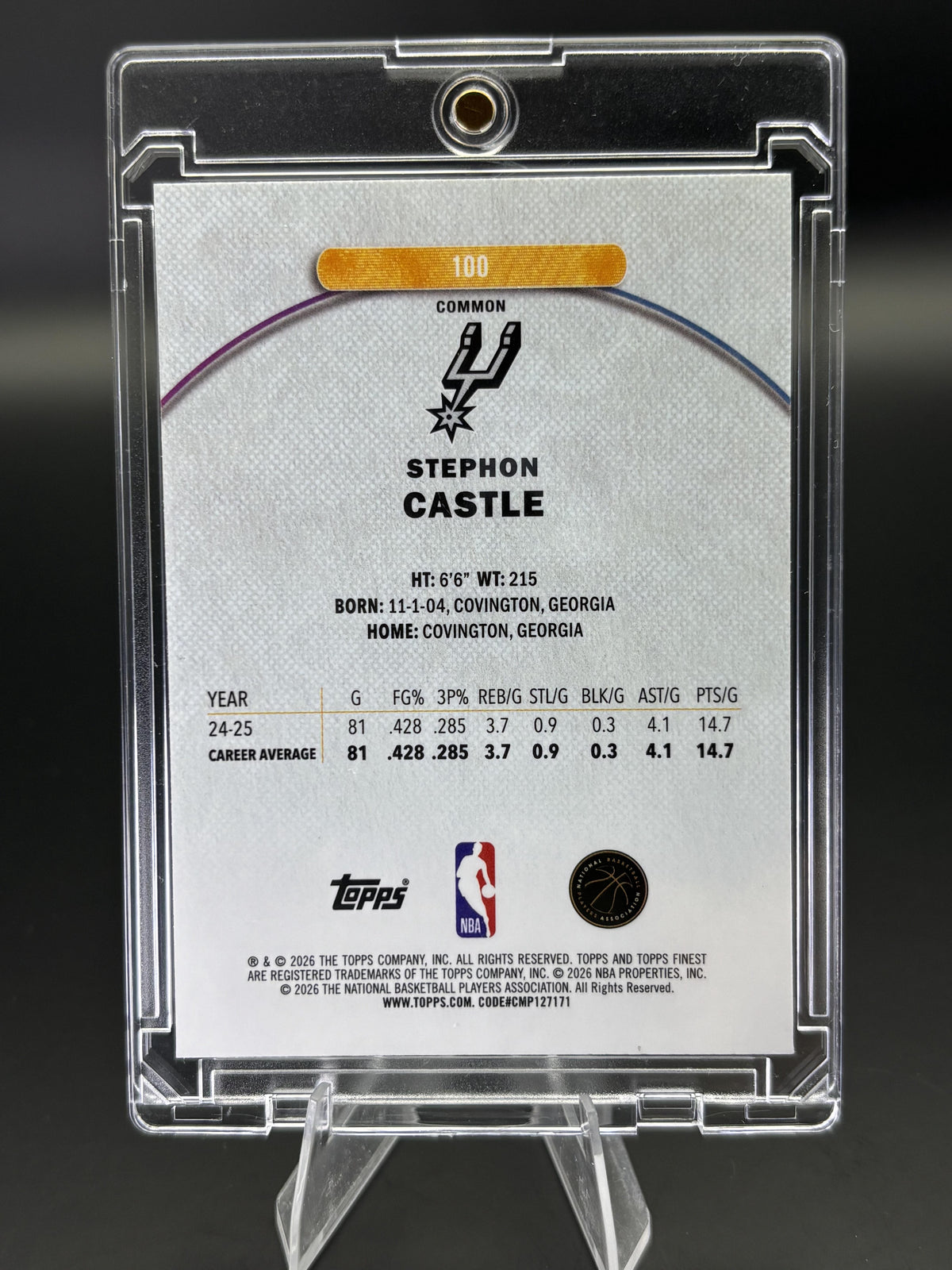 2025-26 Finest #100 Stephon Castle Oil Spill Refractor
