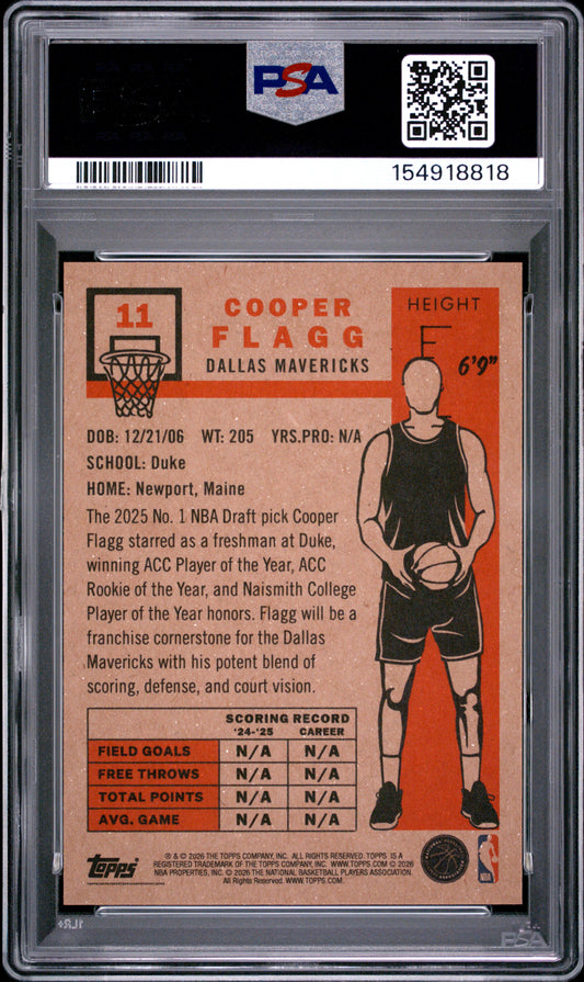 2026 Topps Living #11 Cooper Flagg PSA 9