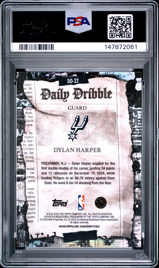 2025 Topps The Daily Dribble #DD-32 Dylan Harper PSA 9