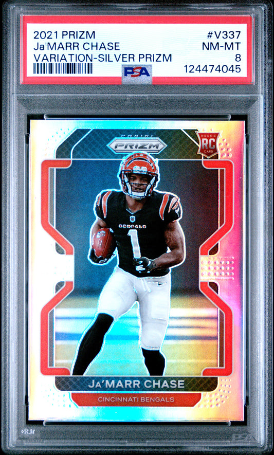 2021 Panini Prizm #V337 Ja'Marr Chase Variation-Silver Prizm PSA 8