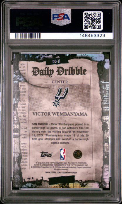 2025 Topps The Daily Dribble #DD-11 Victor Wembanyama PSA 9