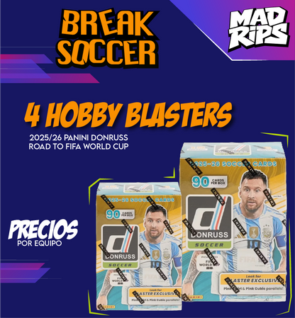 🌍 BREAK | 2025/26 Panini Donruss Road to FIFA World Cup Soccer – 4 Hobby Blasters