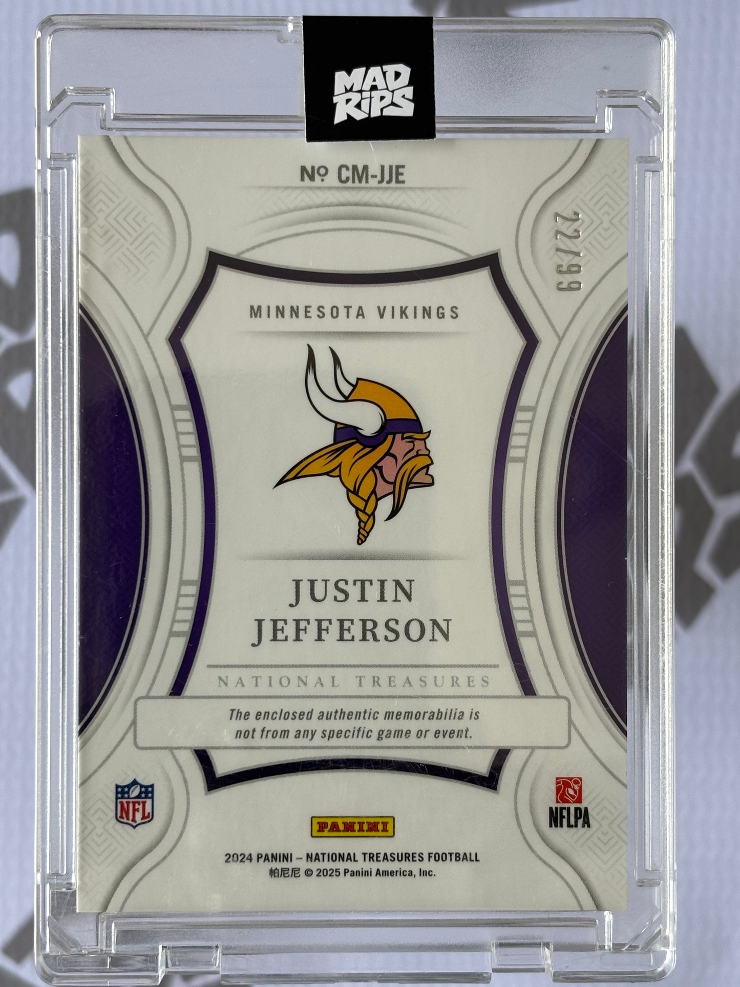 Justin Jefferson Century Materials Patch /99 – National Treasures