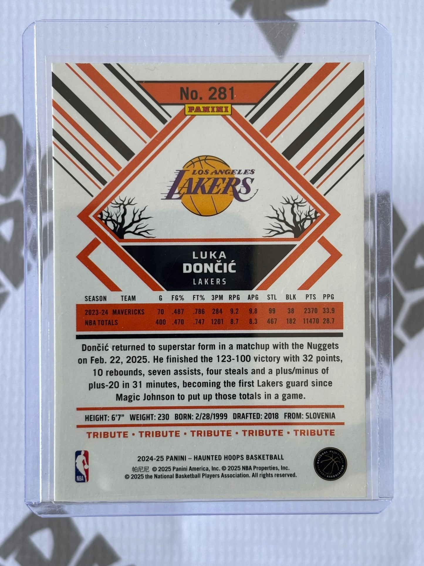 Luka Doncic 2024-25 Panini Haunted Hoops #281 – Los Angeles Lakers