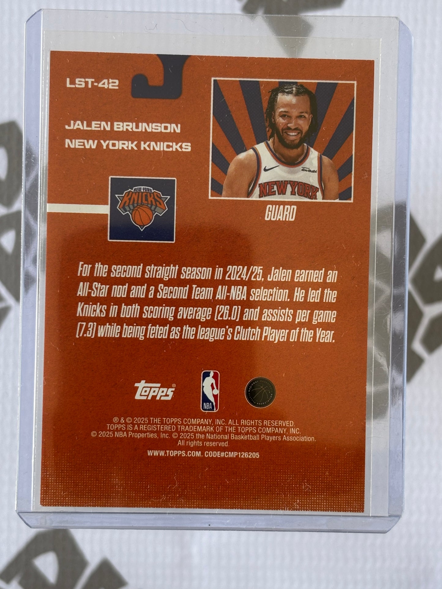 Jalen Brunson – Stock Legends Insert Card | 2025 Topps Basketball